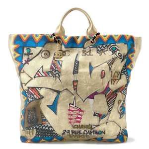 Chanel Maxi Shopping Canvas Leather 2way Tote Bag